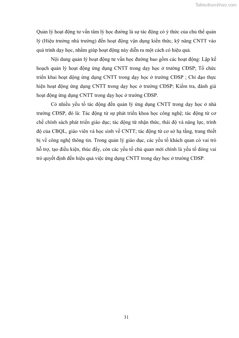 Luận văn thạc sĩ khoa học giáo dục Quản lí ứng dụng công nghệ thông tin trong dạy học ở trường Cao đẳng Sư phạm Luangprabang, thành phố Luangprabang, tỉnh Luangprabang, nước Cộng hòa dân chủ nhân dân Lào - 4 Trang 41