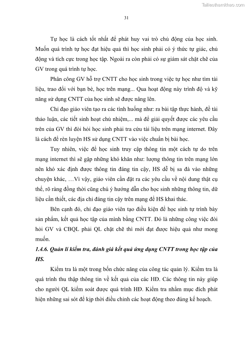 Luận văn thạc sĩ khoa học giáo dục Quản lí ứng dụng công nghệ thông tin trong học tập của học sinh ở các trường tiểu học huyện Bình Chánh thành phố Hồ Chí Minh - 4 Trang 42