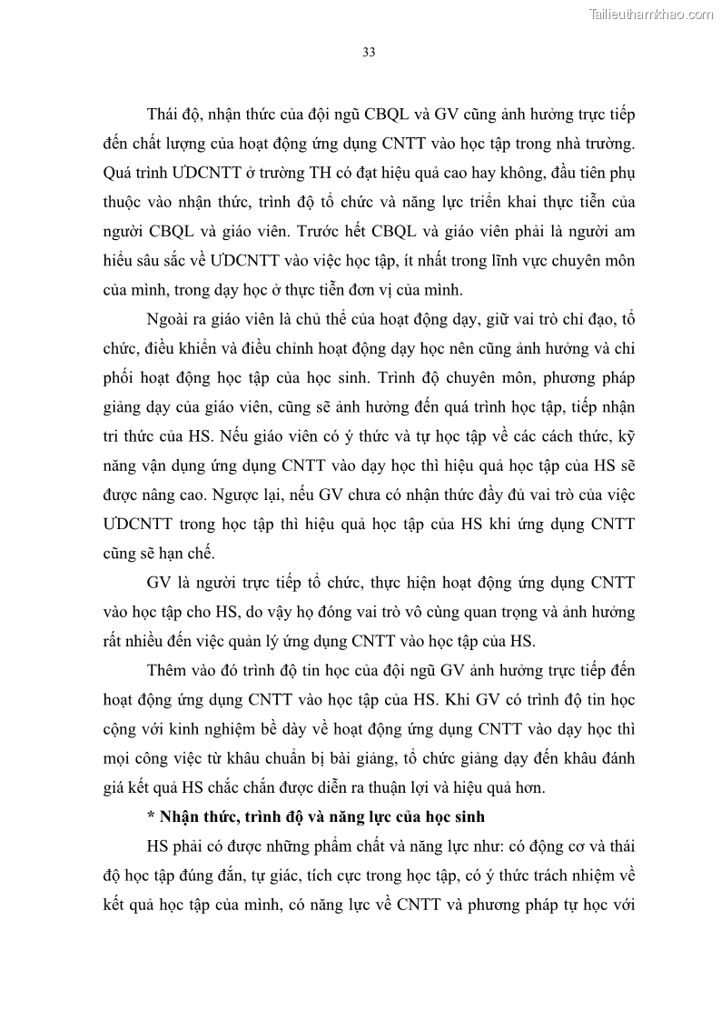 Luận văn thạc sĩ khoa học giáo dục Quản lí ứng dụng công nghệ thông tin trong học tập của học sinh ở các trường tiểu học huyện Bình Chánh thành phố Hồ Chí Minh - 4 Trang 44