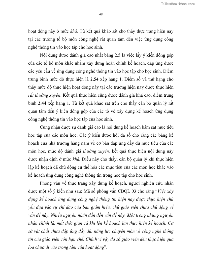 Luận văn thạc sĩ khoa học giáo dục Quản lí ứng dụng công nghệ thông tin trong học tập của học sinh ở các trường tiểu học huyện Bình Chánh thành phố Hồ Chí Minh - 5 Trang 59