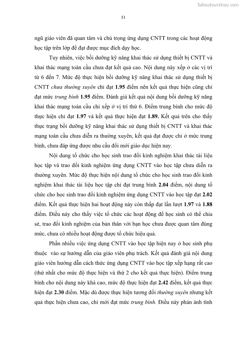 Luận văn thạc sĩ khoa học giáo dục Quản lí ứng dụng công nghệ thông tin trong học tập của học sinh ở các trường tiểu học huyện Bình Chánh thành phố Hồ Chí Minh - 6 Trang 62