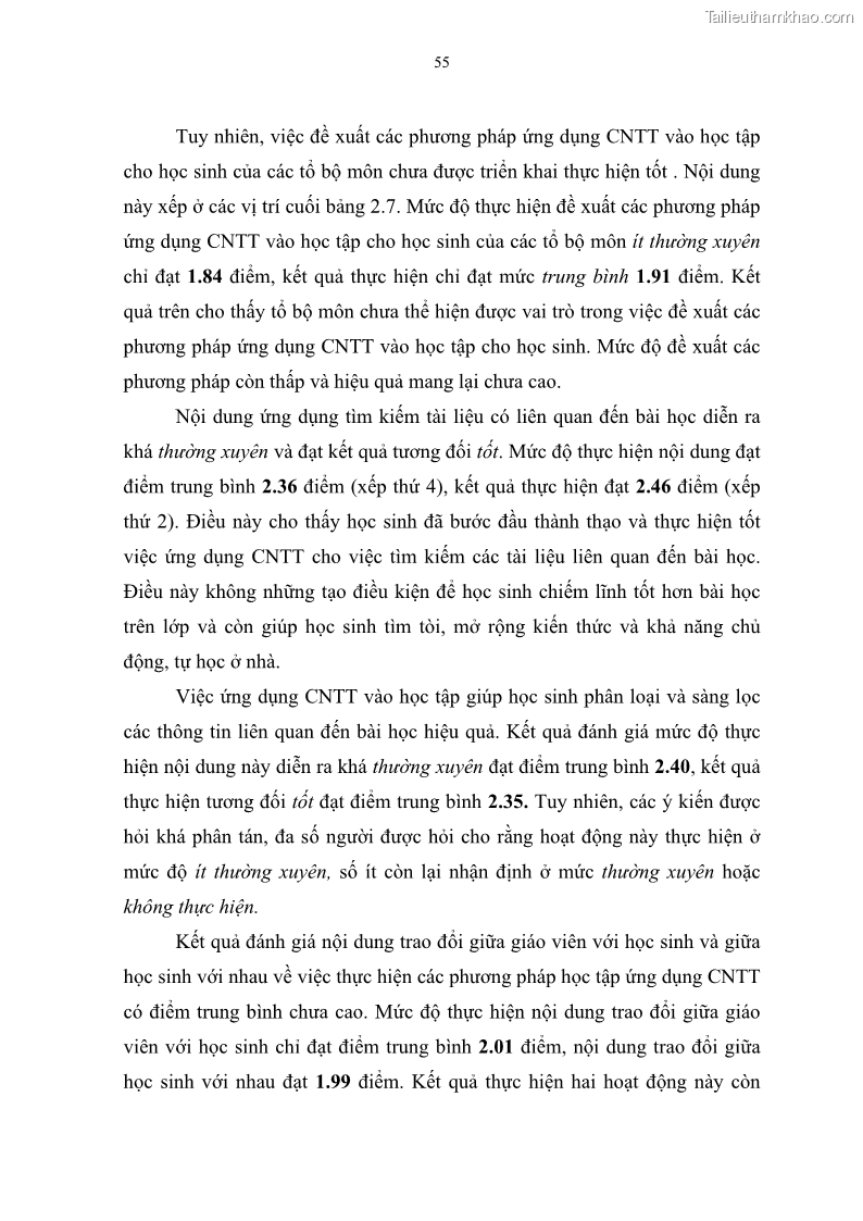 Luận văn thạc sĩ khoa học giáo dục Quản lí ứng dụng công nghệ thông tin trong học tập của học sinh ở các trường tiểu học huyện Bình Chánh thành phố Hồ Chí Minh - 6 Trang 66