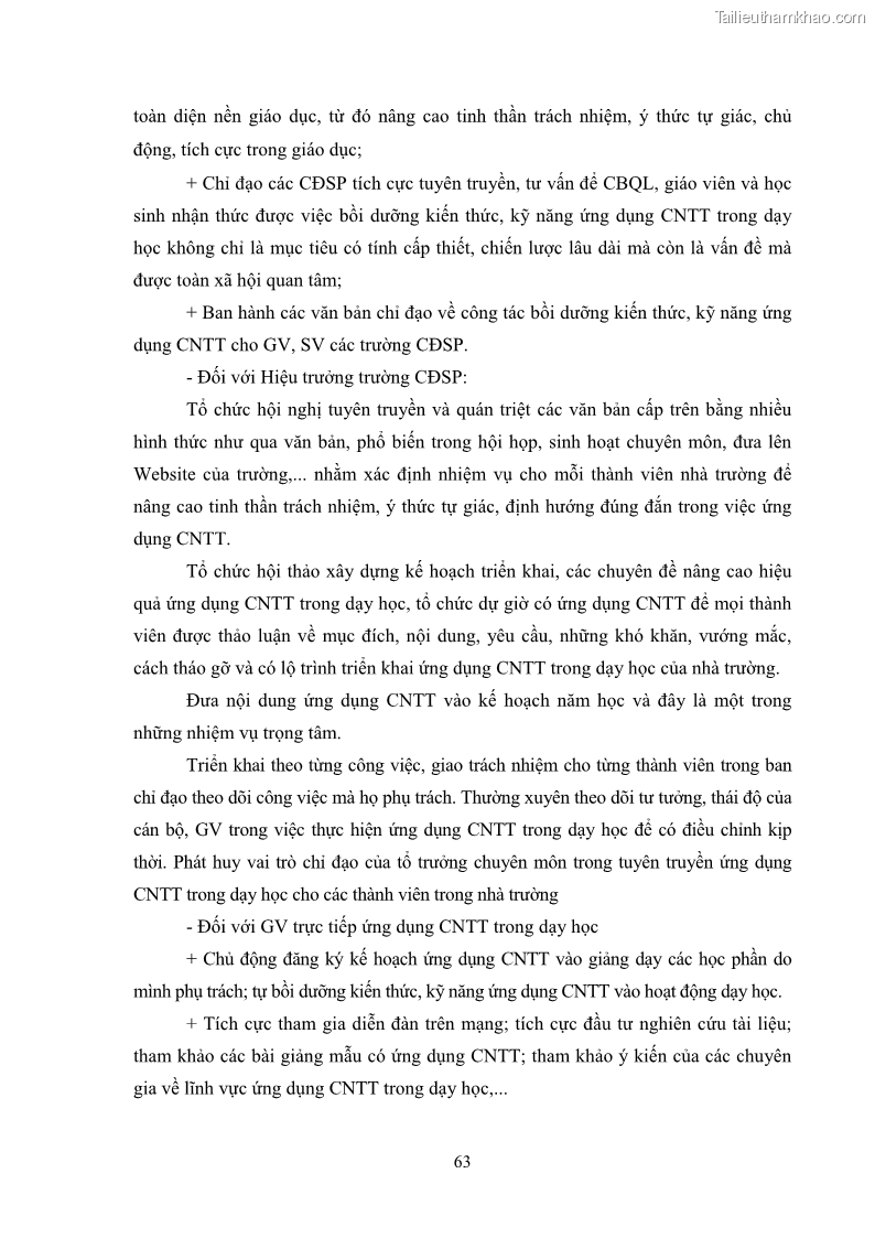 Luận văn thạc sĩ khoa học giáo dục Quản lí ứng dụng công nghệ thông tin trong dạy học ở trường Cao đẳng Sư phạm Luangprabang, thành phố Luangprabang, tỉnh Luangprabang, nước Cộng hòa dân chủ nhân dân Lào - 7 Trang 73