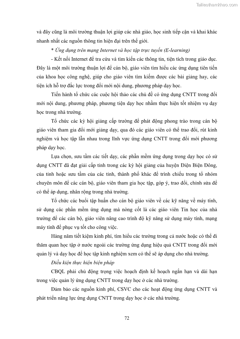 Luận văn thạc sĩ khoa học giáo dục Quản lí ứng dụng công nghệ thông tin trong dạy học ở trường Cao đẳng Sư phạm Luangprabang, thành phố Luangprabang, tỉnh Luangprabang, nước Cộng hòa dân chủ nhân dân Lào - 7 Trang 82