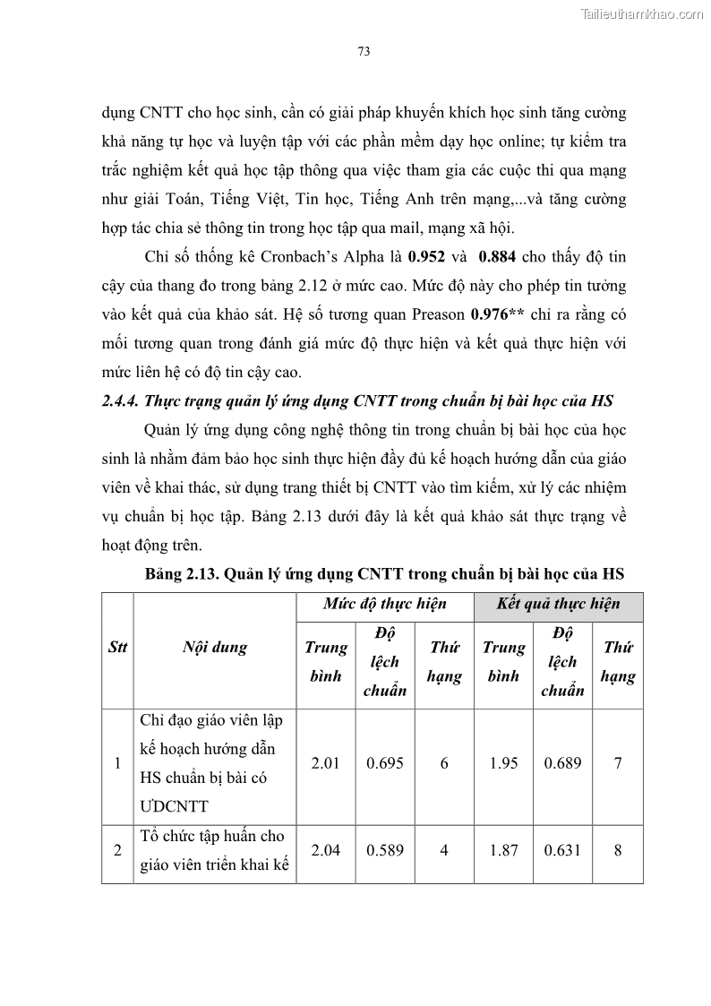 Luận văn thạc sĩ khoa học giáo dục Quản lí ứng dụng công nghệ thông tin trong học tập của học sinh ở các trường tiểu học huyện Bình Chánh thành phố Hồ Chí Minh - 7 Trang 84