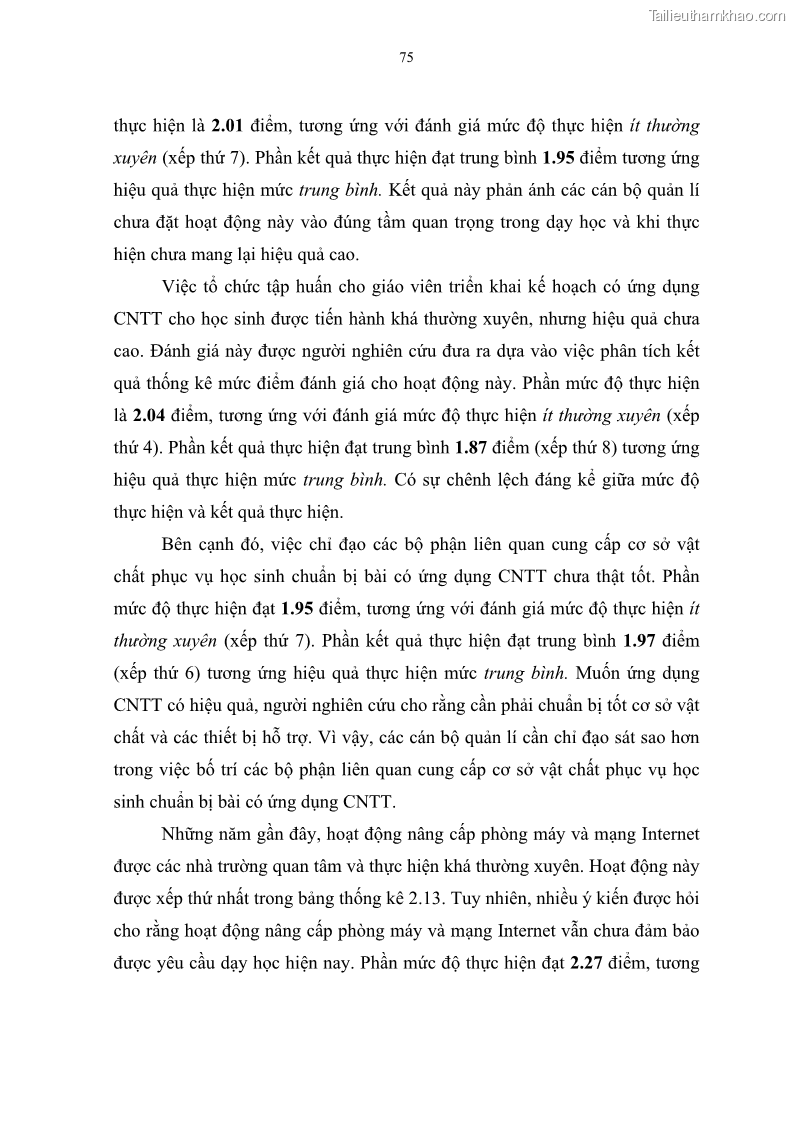 Luận văn thạc sĩ khoa học giáo dục Quản lí ứng dụng công nghệ thông tin trong học tập của học sinh ở các trường tiểu học huyện Bình Chánh thành phố Hồ Chí Minh - 8 Trang 86