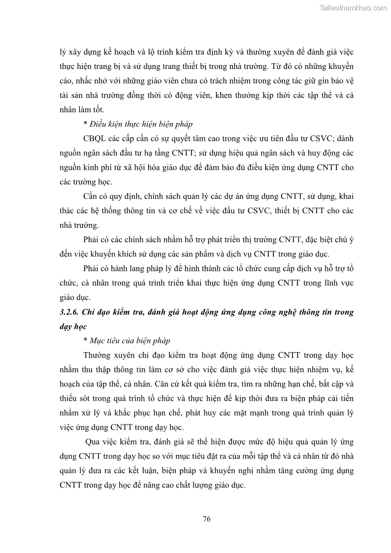 Luận văn thạc sĩ khoa học giáo dục Quản lí ứng dụng công nghệ thông tin trong dạy học ở trường Cao đẳng Sư phạm Luangprabang, thành phố Luangprabang, tỉnh Luangprabang, nước Cộng hòa dân chủ nhân dân Lào - 8 Trang 86