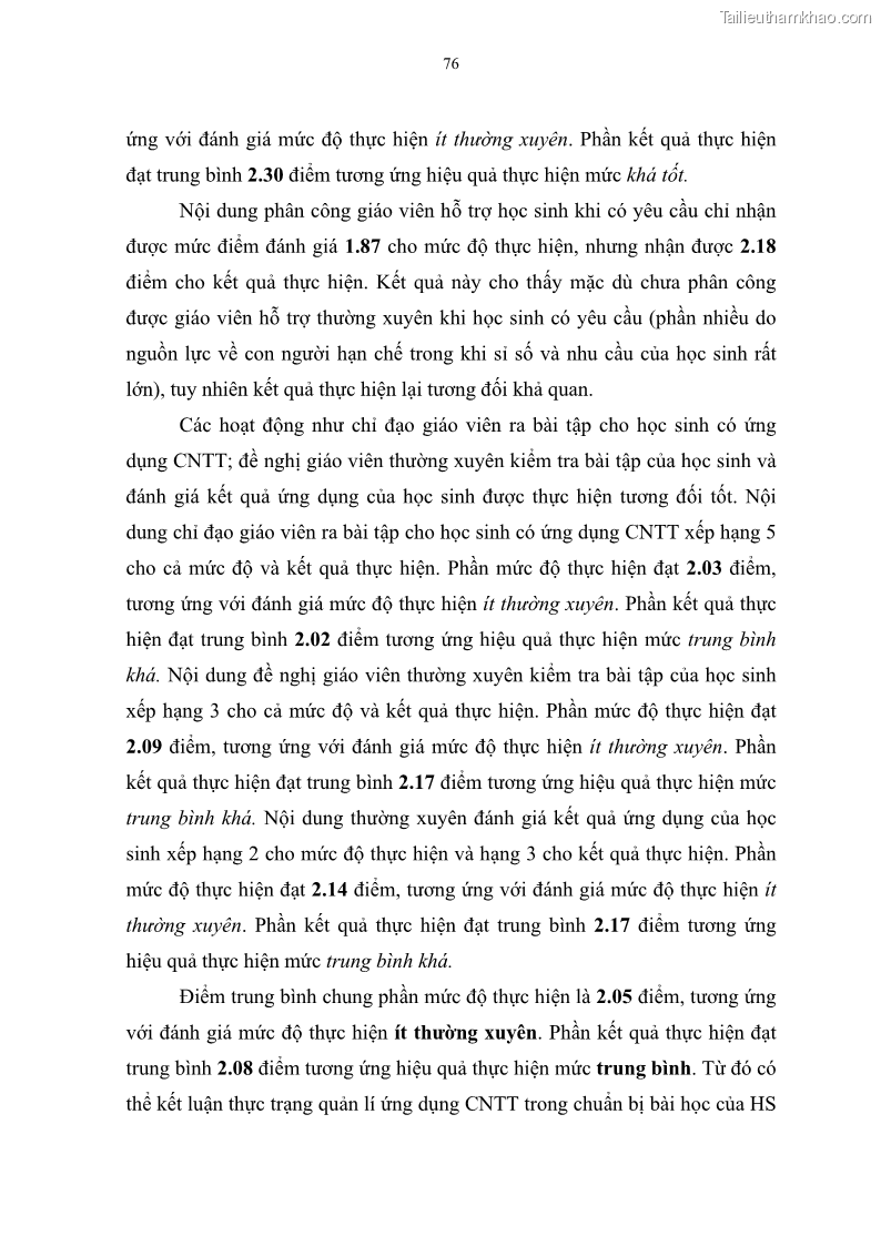 Luận văn thạc sĩ khoa học giáo dục Quản lí ứng dụng công nghệ thông tin trong học tập của học sinh ở các trường tiểu học huyện Bình Chánh thành phố Hồ Chí Minh - 8 Trang 87