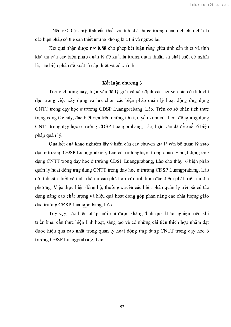 Luận văn thạc sĩ khoa học giáo dục Quản lí ứng dụng công nghệ thông tin trong dạy học ở trường Cao đẳng Sư phạm Luangprabang, thành phố Luangprabang, tỉnh Luangprabang, nước Cộng hòa dân chủ nhân dân Lào - 8 Trang 93