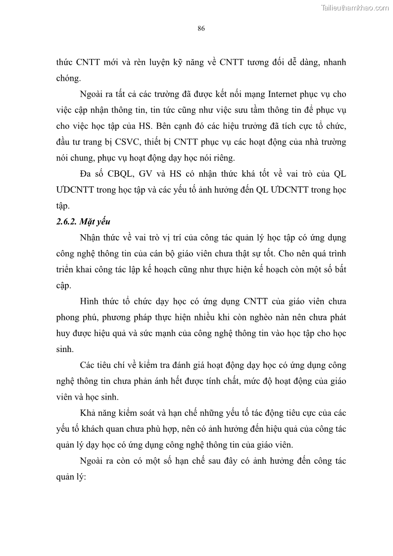 Luận văn thạc sĩ khoa học giáo dục Quản lí ứng dụng công nghệ thông tin trong học tập của học sinh ở các trường tiểu học huyện Bình Chánh thành phố Hồ Chí Minh - 9 Trang 97