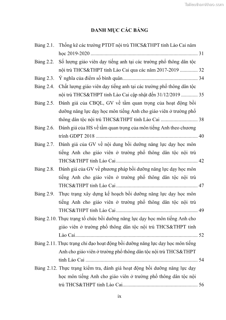 Luận văn thạc sĩ khoa học giáo dục Quản lý bồi dưỡng năng lực dạy học môn tiếng Anh cho giáo viên theo chương trình giáo dục phổ thông 2018 ở các trường phổ thông dân tộc nội trú THCS và THPT tỉnh Lào Cai - 1 Trang 10