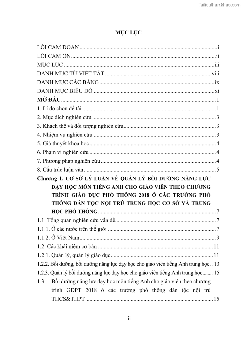 Luận văn thạc sĩ khoa học giáo dục Quản lý bồi dưỡng năng lực dạy học môn tiếng Anh cho giáo viên theo chương trình giáo dục phổ thông 2018 ở các trường phổ thông dân tộc nội trú THCS và THPT tỉnh Lào Cai - 1 Trang 4