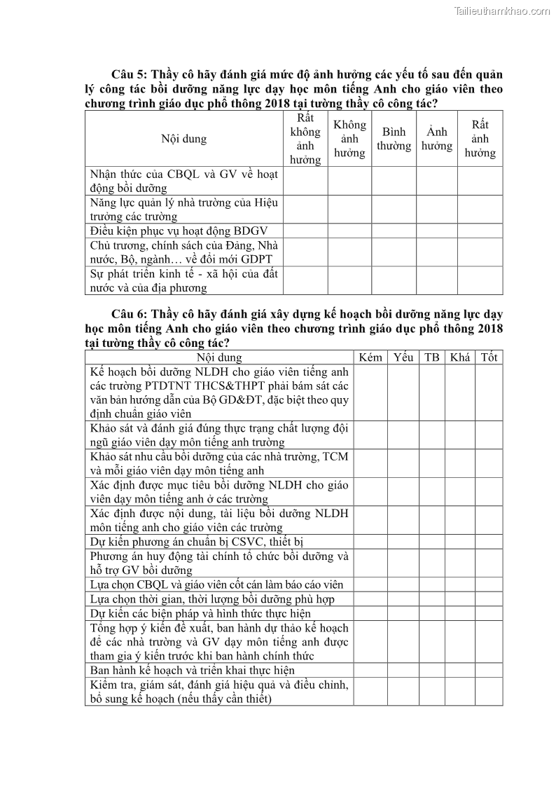 Luận văn thạc sĩ khoa học giáo dục Quản lý bồi dưỡng năng lực dạy học môn tiếng Anh cho giáo viên theo chương trình giáo dục phổ thông 2018 ở các trường phổ thông dân tộc nội trú THCS và THPT tỉnh Lào Cai - 10 Trang 119