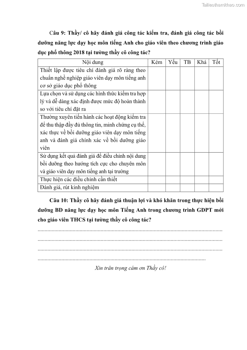 Luận văn thạc sĩ khoa học giáo dục Quản lý bồi dưỡng năng lực dạy học môn tiếng Anh cho giáo viên theo chương trình giáo dục phổ thông 2018 ở các trường phổ thông dân tộc nội trú THCS và THPT tỉnh Lào Cai - 11 Trang 121