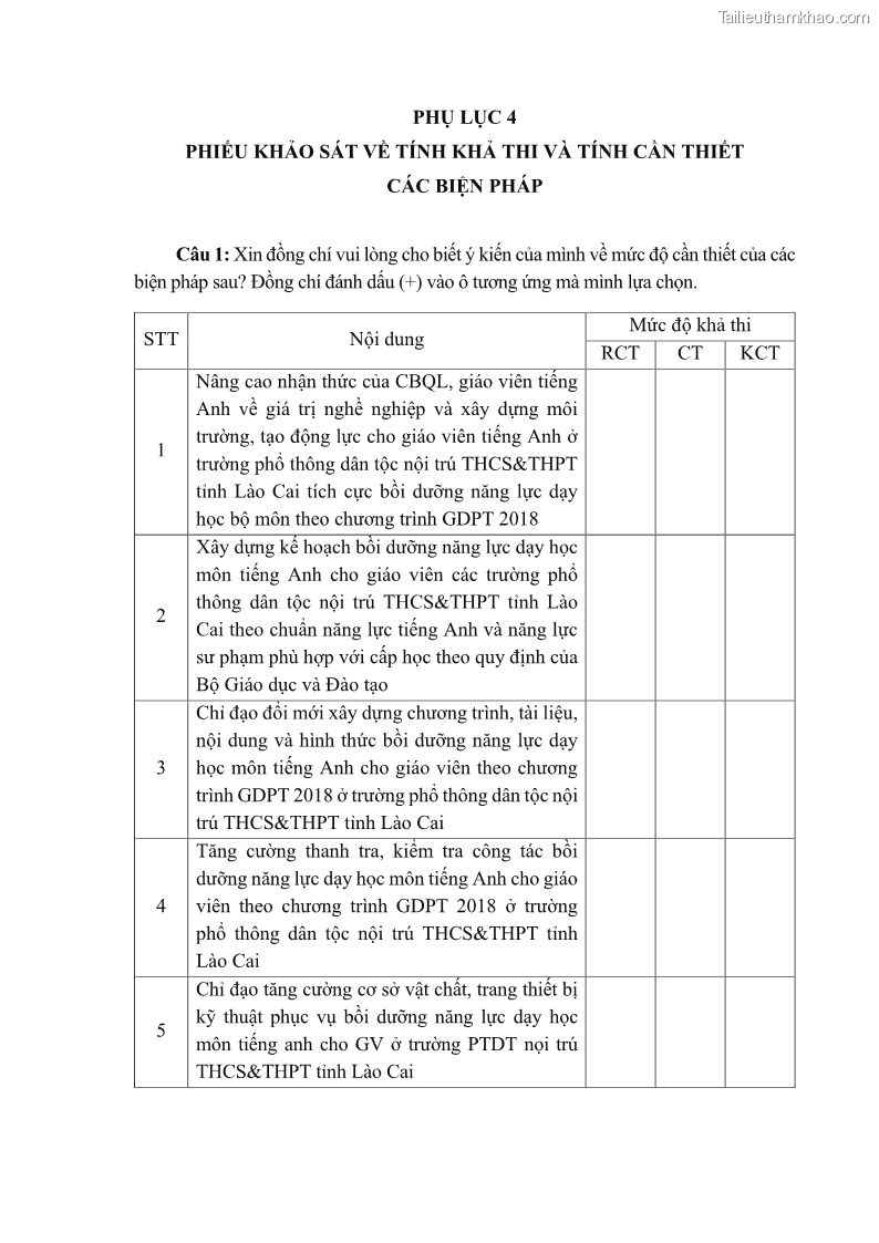 Luận văn thạc sĩ khoa học giáo dục Quản lý bồi dưỡng năng lực dạy học môn tiếng Anh cho giáo viên theo chương trình giáo dục phổ thông 2018 ở các trường phổ thông dân tộc nội trú THCS và THPT tỉnh Lào Cai - 11 Trang 124