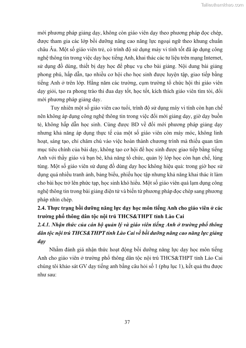 Luận văn thạc sĩ khoa học giáo dục Quản lý bồi dưỡng năng lực dạy học môn tiếng Anh cho giáo viên theo chương trình giáo dục phổ thông 2018 ở các trường phổ thông dân tộc nội trú THCS và THPT tỉnh Lào Cai - 5 Trang 49