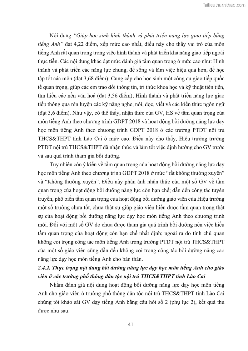 Luận văn thạc sĩ khoa học giáo dục Quản lý bồi dưỡng năng lực dạy học môn tiếng Anh cho giáo viên theo chương trình giáo dục phổ thông 2018 ở các trường phổ thông dân tộc nội trú THCS và THPT tỉnh Lào Cai - 5 Trang 53