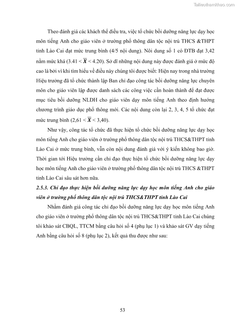 Luận văn thạc sĩ khoa học giáo dục Quản lý bồi dưỡng năng lực dạy học môn tiếng Anh cho giáo viên theo chương trình giáo dục phổ thông 2018 ở các trường phổ thông dân tộc nội trú THCS và THPT tỉnh Lào Cai - 6 Trang 65