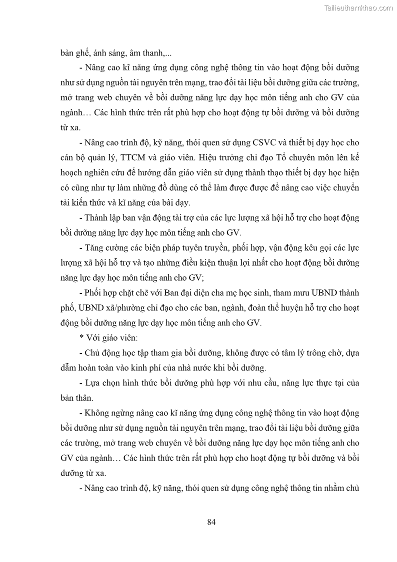 Luận văn thạc sĩ khoa học giáo dục Quản lý bồi dưỡng năng lực dạy học môn tiếng Anh cho giáo viên theo chương trình giáo dục phổ thông 2018 ở các trường phổ thông dân tộc nội trú THCS và THPT tỉnh Lào Cai - 8 Trang 96