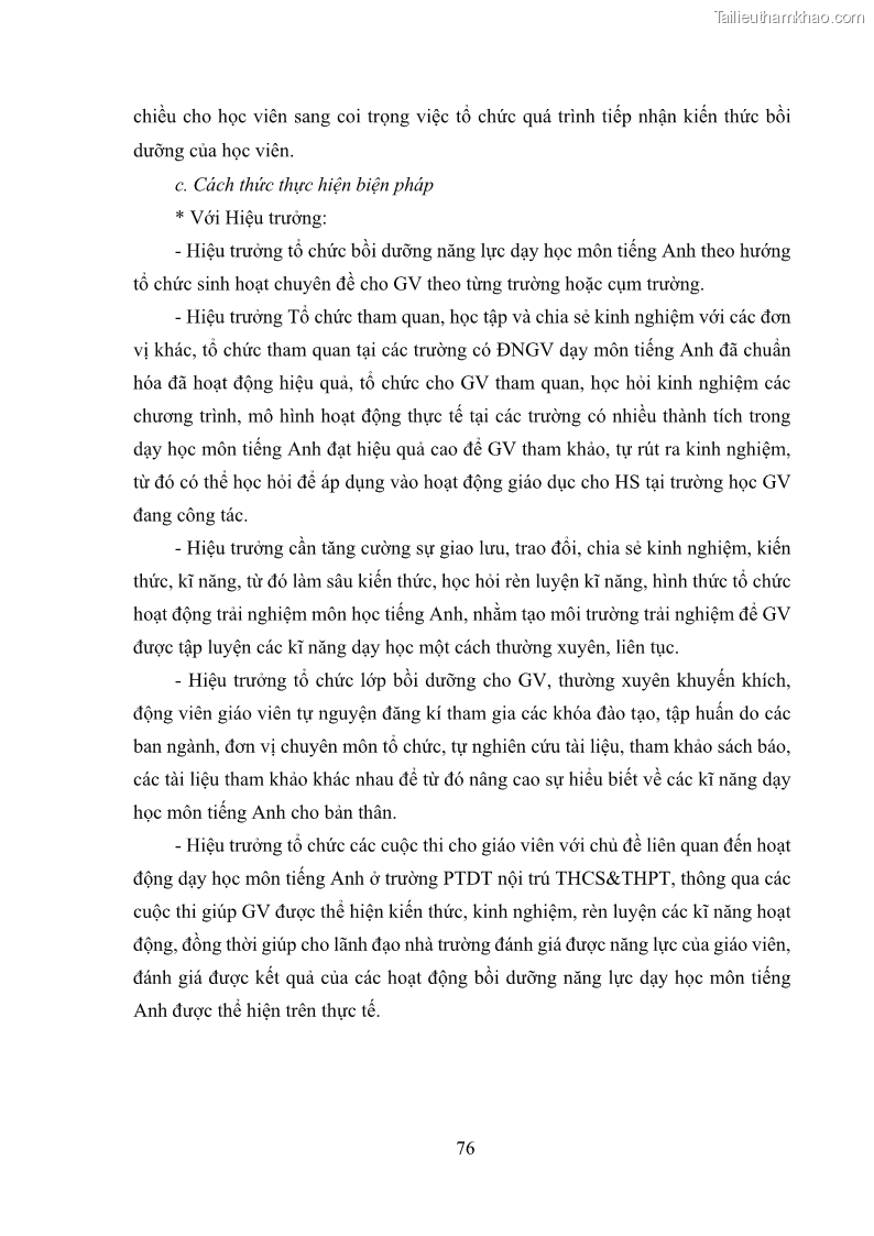 Luận văn thạc sĩ khoa học giáo dục Quản lý bồi dưỡng năng lực dạy học môn tiếng Anh cho giáo viên theo chương trình giáo dục phổ thông 2018 ở các trường phổ thông dân tộc nội trú THCS và THPT tỉnh Lào Cai - 8 Trang 88