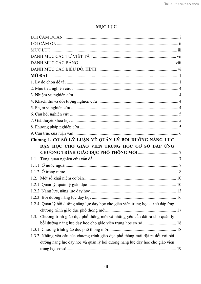 Luận văn thạc sĩ khoa học giáo dục Quản lý bồi dưỡng năng lực dạy học cho giáo viên trung học cơ sở ở huyện Lục Nam, tỉnh Bắc Giang đáp ứng chương trình giáo dục phổ thông mới - 1 Trang 5