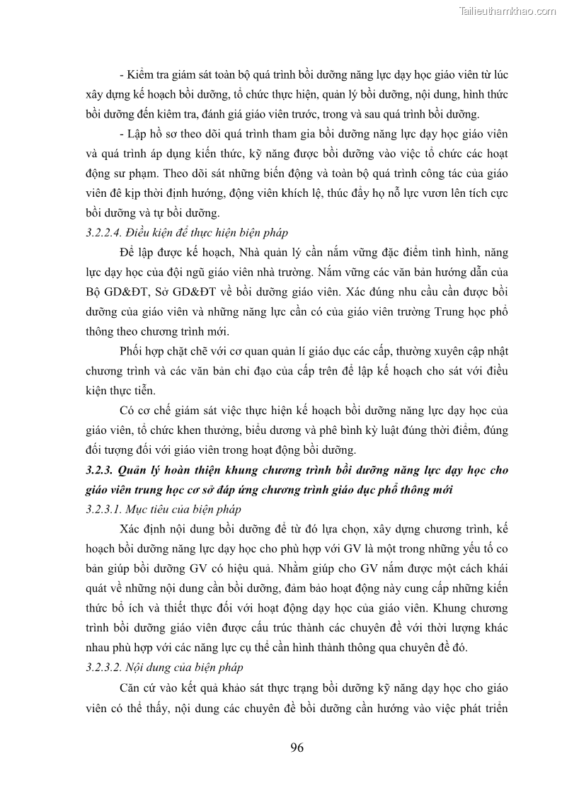 Luận văn thạc sĩ khoa học giáo dục Quản lý bồi dưỡng năng lực dạy học cho giáo viên trung học cơ sở ở huyện Lục Nam, tỉnh Bắc Giang đáp ứng chương trình giáo dục phổ thông mới - 10 Trang 109