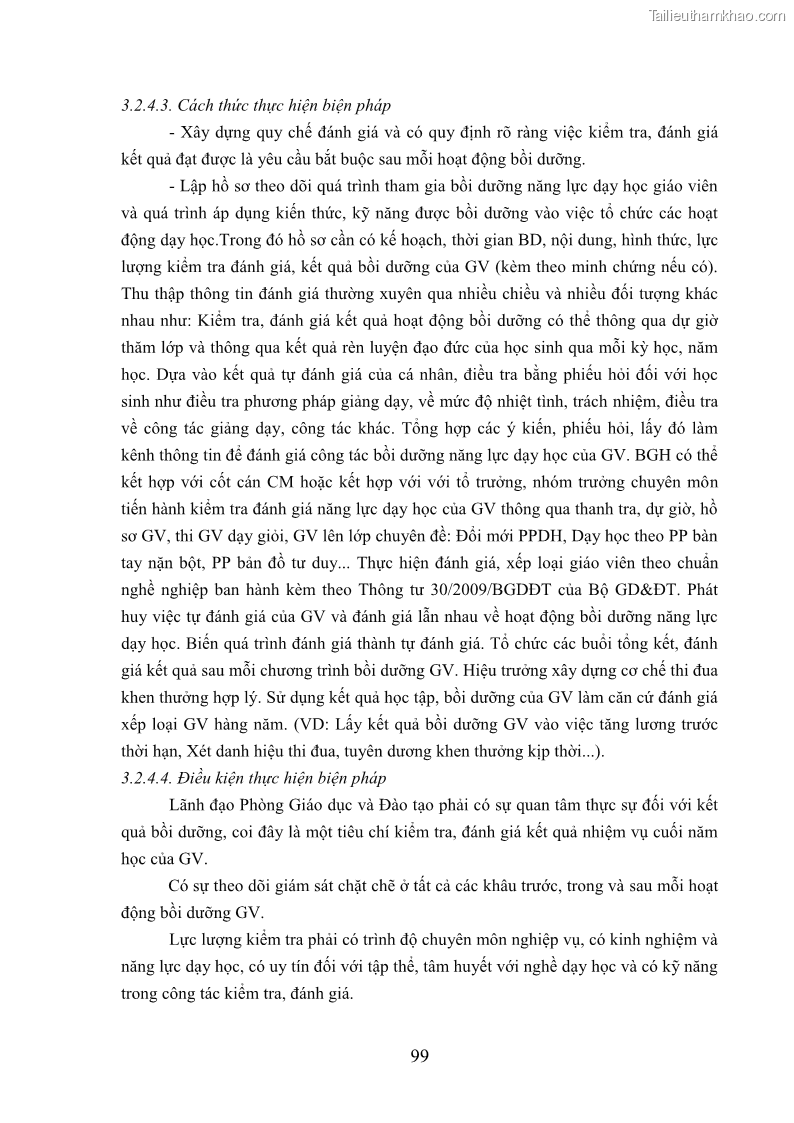 Luận văn thạc sĩ khoa học giáo dục Quản lý bồi dưỡng năng lực dạy học cho giáo viên trung học cơ sở ở huyện Lục Nam, tỉnh Bắc Giang đáp ứng chương trình giáo dục phổ thông mới - 10 Trang 112