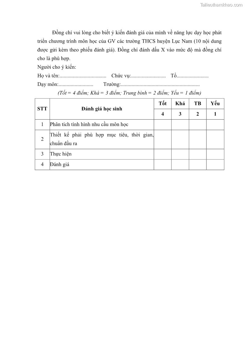 Luận văn thạc sĩ khoa học giáo dục Quản lý bồi dưỡng năng lực dạy học cho giáo viên trung học cơ sở ở huyện Lục Nam, tỉnh Bắc Giang đáp ứng chương trình giáo dục phổ thông mới - 11 Trang 130