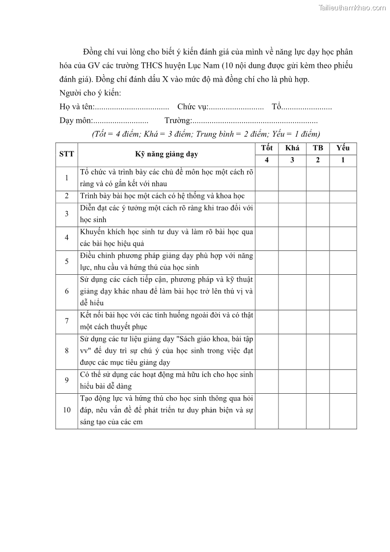 Luận văn thạc sĩ khoa học giáo dục Quản lý bồi dưỡng năng lực dạy học cho giáo viên trung học cơ sở ở huyện Lục Nam, tỉnh Bắc Giang đáp ứng chương trình giáo dục phổ thông mới - 11 Trang 128