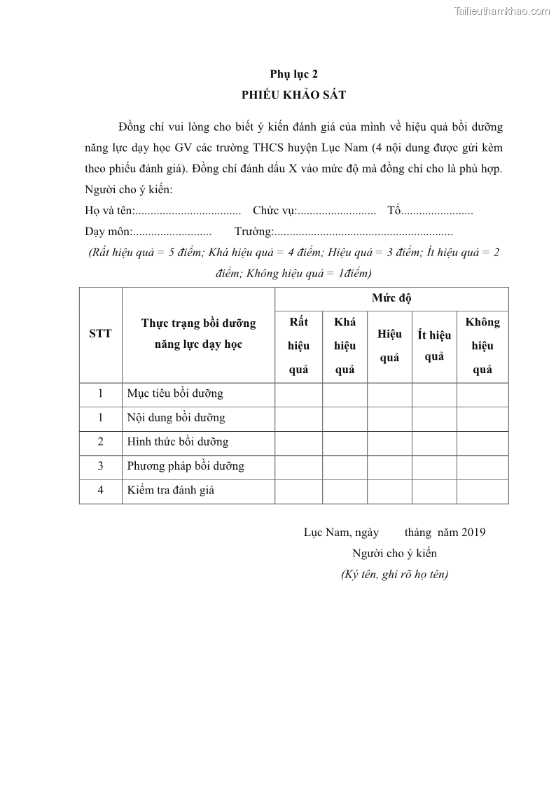 Luận văn thạc sĩ khoa học giáo dục Quản lý bồi dưỡng năng lực dạy học cho giáo viên trung học cơ sở ở huyện Lục Nam, tỉnh Bắc Giang đáp ứng chương trình giáo dục phổ thông mới - 12 Trang 133