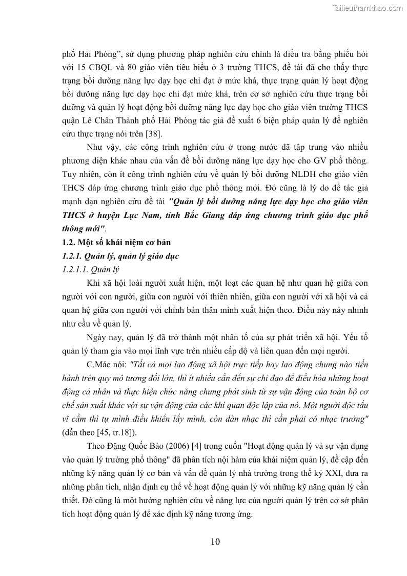 Luận văn thạc sĩ khoa học giáo dục Quản lý bồi dưỡng năng lực dạy học cho giáo viên trung học cơ sở ở huyện Lục Nam, tỉnh Bắc Giang đáp ứng chương trình giáo dục phổ thông mới - 2 Trang 23