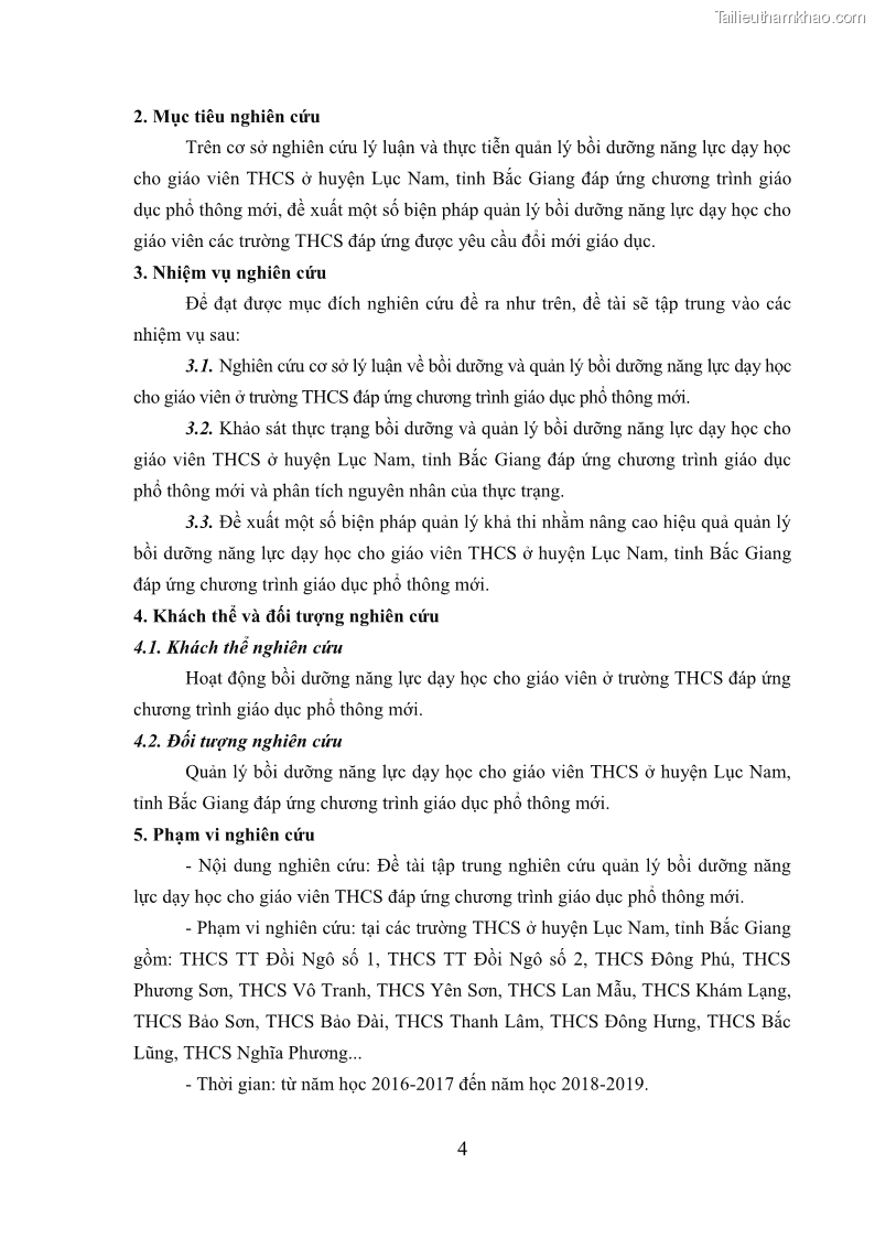 Luận văn thạc sĩ khoa học giáo dục Quản lý bồi dưỡng năng lực dạy học cho giáo viên trung học cơ sở ở huyện Lục Nam, tỉnh Bắc Giang đáp ứng chương trình giáo dục phổ thông mới - 2 Trang 17