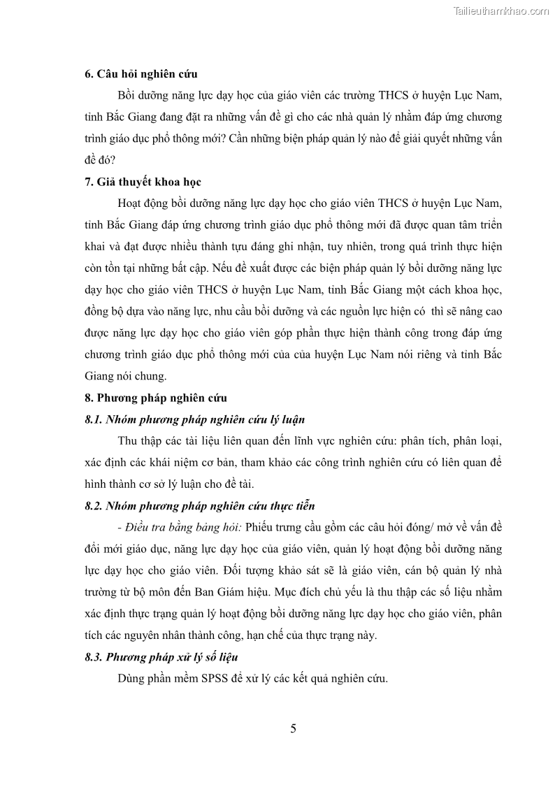 Luận văn thạc sĩ khoa học giáo dục Quản lý bồi dưỡng năng lực dạy học cho giáo viên trung học cơ sở ở huyện Lục Nam, tỉnh Bắc Giang đáp ứng chương trình giáo dục phổ thông mới - 2 Trang 18
