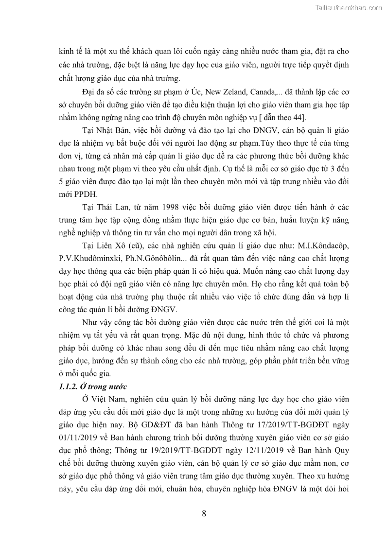 Luận văn thạc sĩ khoa học giáo dục Quản lý bồi dưỡng năng lực dạy học cho giáo viên trung học cơ sở ở huyện Lục Nam, tỉnh Bắc Giang đáp ứng chương trình giáo dục phổ thông mới - 2 Trang 21
