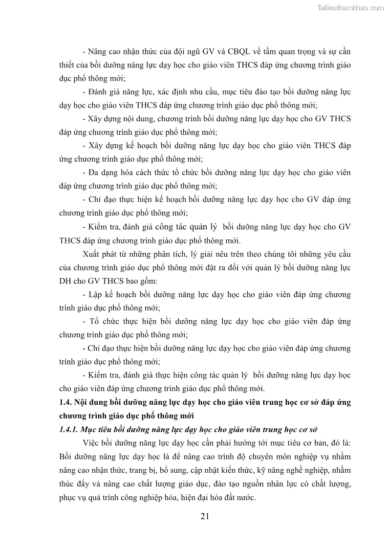 Luận văn thạc sĩ khoa học giáo dục Quản lý bồi dưỡng năng lực dạy học cho giáo viên trung học cơ sở ở huyện Lục Nam, tỉnh Bắc Giang đáp ứng chương trình giáo dục phổ thông mới - 3 Trang 34