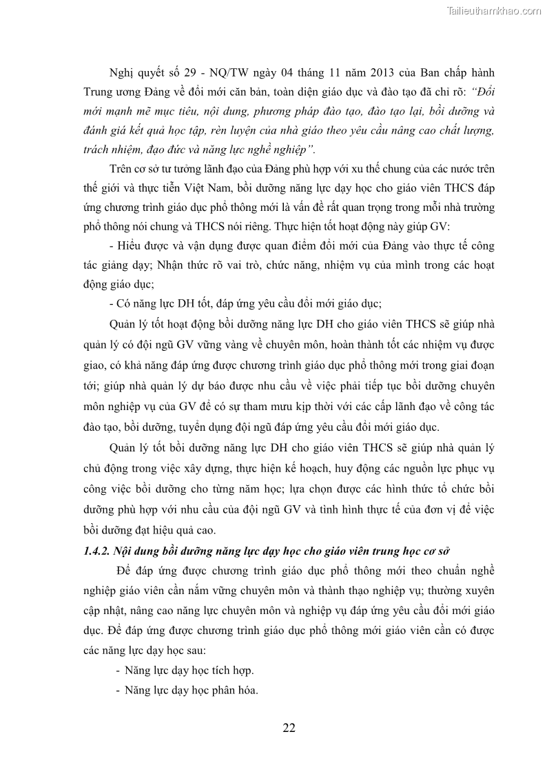 Luận văn thạc sĩ khoa học giáo dục Quản lý bồi dưỡng năng lực dạy học cho giáo viên trung học cơ sở ở huyện Lục Nam, tỉnh Bắc Giang đáp ứng chương trình giáo dục phổ thông mới - 3 Trang 35