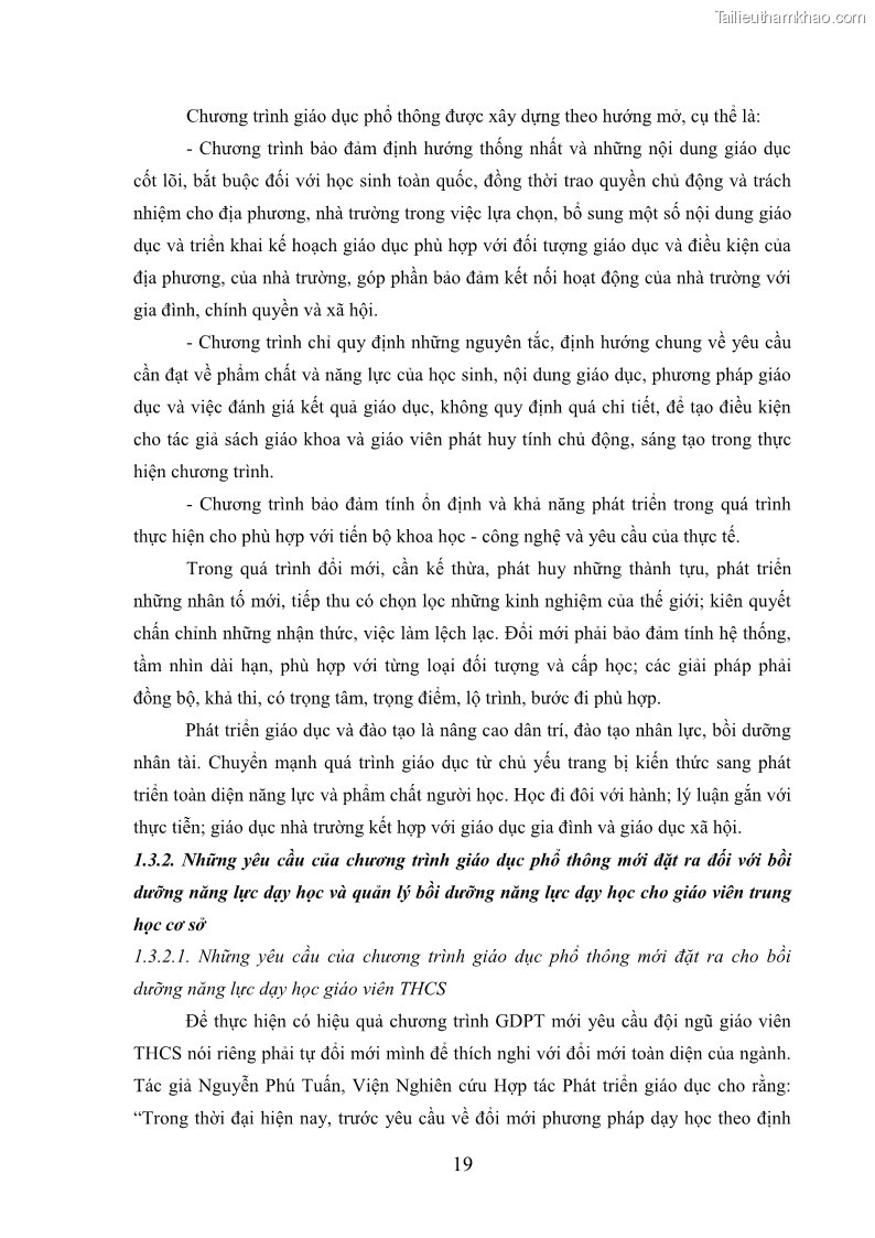 Luận văn thạc sĩ khoa học giáo dục Quản lý bồi dưỡng năng lực dạy học cho giáo viên trung học cơ sở ở huyện Lục Nam, tỉnh Bắc Giang đáp ứng chương trình giáo dục phổ thông mới - 3 Trang 32