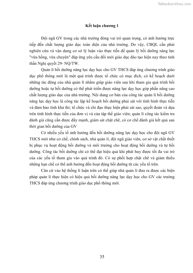 Luận văn thạc sĩ khoa học giáo dục Quản lý bồi dưỡng năng lực dạy học cho giáo viên trung học cơ sở ở huyện Lục Nam, tỉnh Bắc Giang đáp ứng chương trình giáo dục phổ thông mới - 4 Trang 48