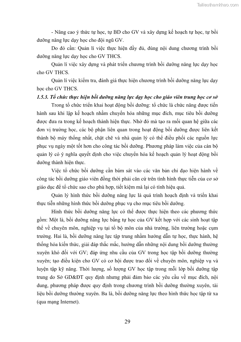 Luận văn thạc sĩ khoa học giáo dục Quản lý bồi dưỡng năng lực dạy học cho giáo viên trung học cơ sở ở huyện Lục Nam, tỉnh Bắc Giang đáp ứng chương trình giáo dục phổ thông mới - 4 Trang 42