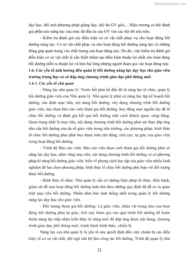 Luận văn thạc sĩ khoa học giáo dục Quản lý bồi dưỡng năng lực dạy học cho giáo viên trung học cơ sở ở huyện Lục Nam, tỉnh Bắc Giang đáp ứng chương trình giáo dục phổ thông mới - 4 Trang 45