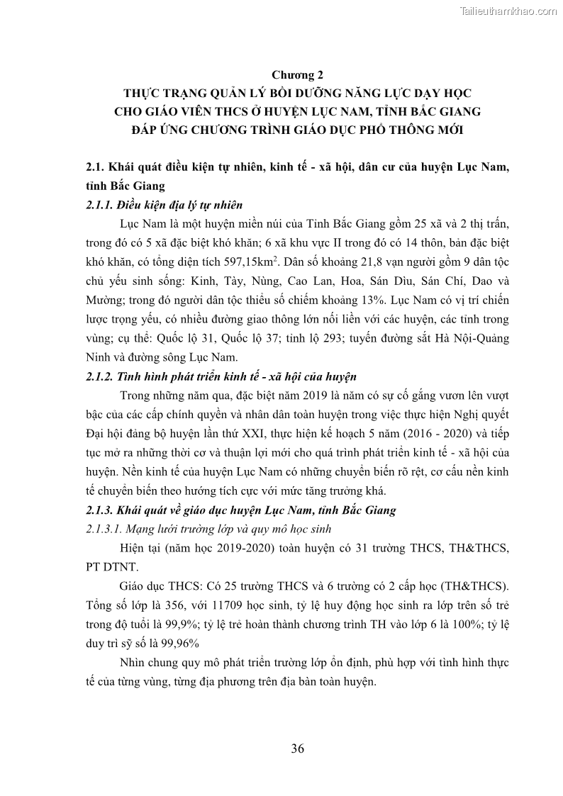 Luận văn thạc sĩ khoa học giáo dục Quản lý bồi dưỡng năng lực dạy học cho giáo viên trung học cơ sở ở huyện Lục Nam, tỉnh Bắc Giang đáp ứng chương trình giáo dục phổ thông mới - 5 Trang 49