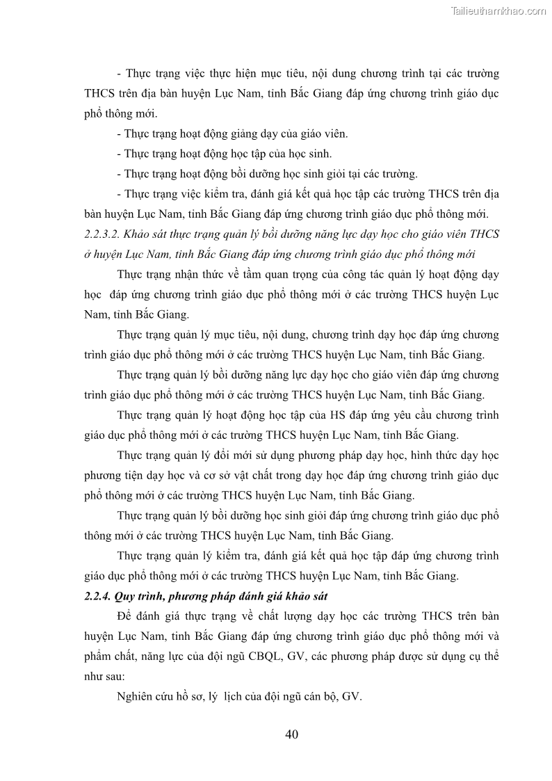 Luận văn thạc sĩ khoa học giáo dục Quản lý bồi dưỡng năng lực dạy học cho giáo viên trung học cơ sở ở huyện Lục Nam, tỉnh Bắc Giang đáp ứng chương trình giáo dục phổ thông mới - 5 Trang 53