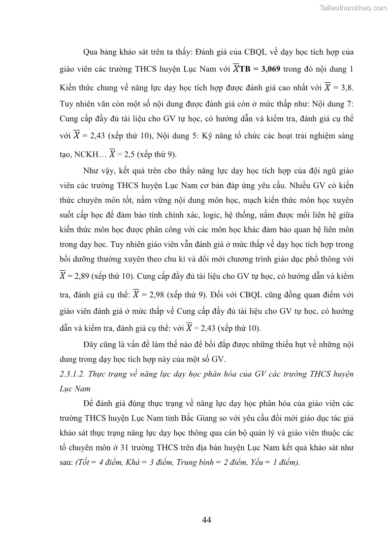 Luận văn thạc sĩ khoa học giáo dục Quản lý bồi dưỡng năng lực dạy học cho giáo viên trung học cơ sở ở huyện Lục Nam, tỉnh Bắc Giang đáp ứng chương trình giáo dục phổ thông mới - 5 Trang 57