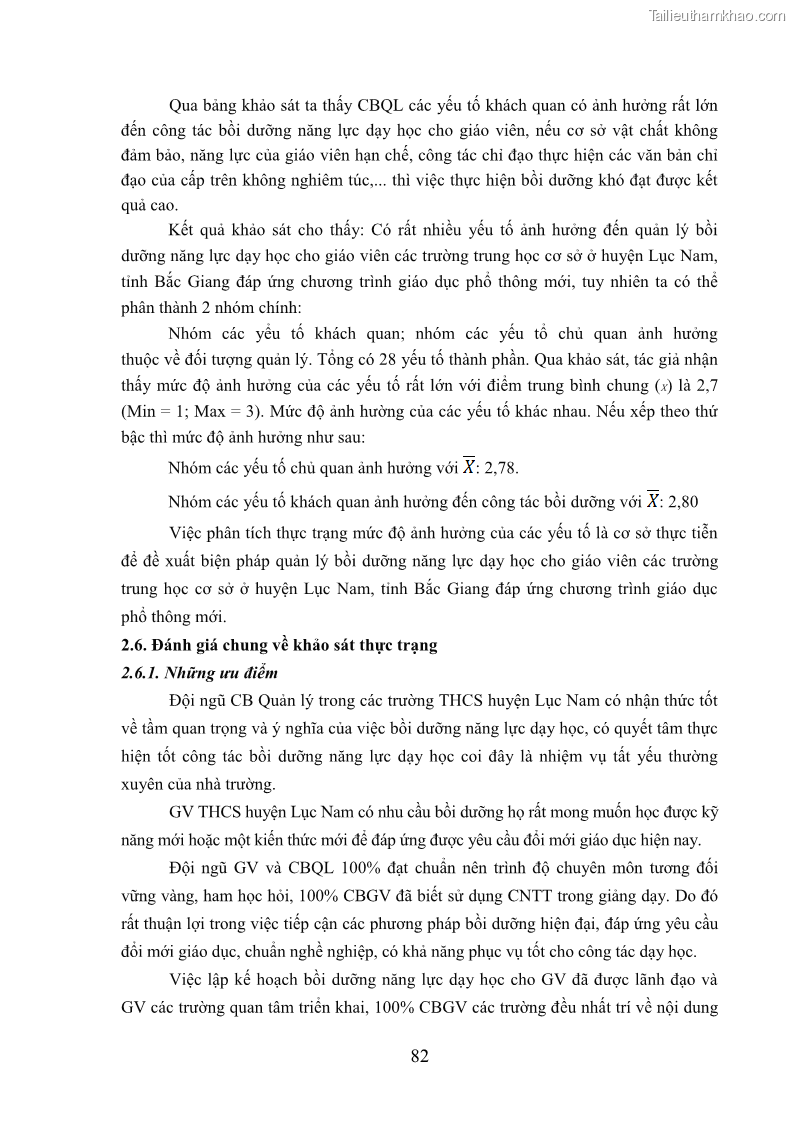 Luận văn thạc sĩ khoa học giáo dục Quản lý bồi dưỡng năng lực dạy học cho giáo viên trung học cơ sở ở huyện Lục Nam, tỉnh Bắc Giang đáp ứng chương trình giáo dục phổ thông mới - 8 Trang 95