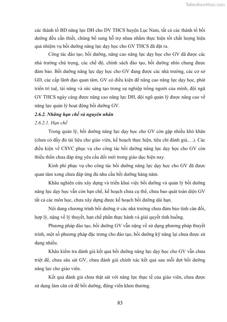 Luận văn thạc sĩ khoa học giáo dục Quản lý bồi dưỡng năng lực dạy học cho giáo viên trung học cơ sở ở huyện Lục Nam, tỉnh Bắc Giang đáp ứng chương trình giáo dục phổ thông mới - 8 Trang 96