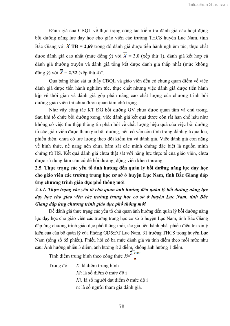 Luận văn thạc sĩ khoa học giáo dục Quản lý bồi dưỡng năng lực dạy học cho giáo viên trung học cơ sở ở huyện Lục Nam, tỉnh Bắc Giang đáp ứng chương trình giáo dục phổ thông mới - 8 Trang 91