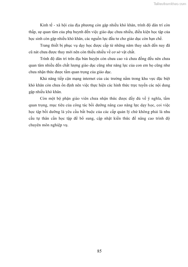 Luận văn thạc sĩ khoa học giáo dục Quản lý bồi dưỡng năng lực dạy học cho giáo viên trung học cơ sở ở huyện Lục Nam, tỉnh Bắc Giang đáp ứng chương trình giáo dục phổ thông mới - 9 Trang 98