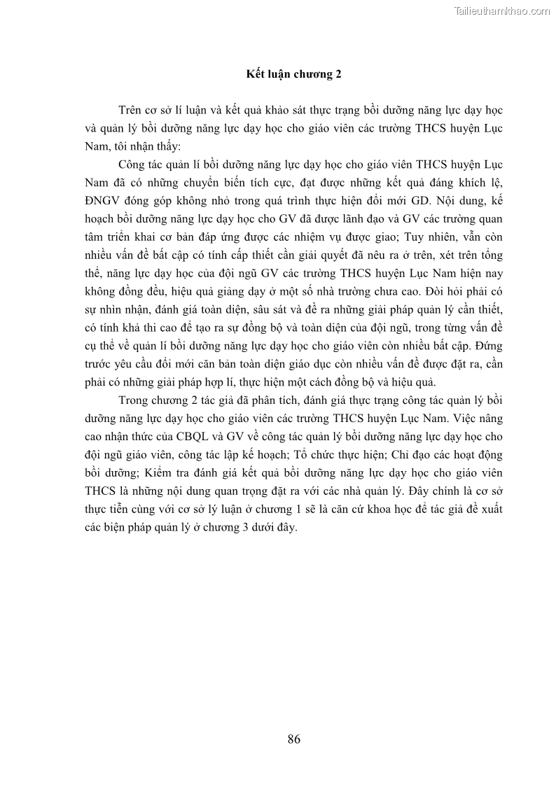 Luận văn thạc sĩ khoa học giáo dục Quản lý bồi dưỡng năng lực dạy học cho giáo viên trung học cơ sở ở huyện Lục Nam, tỉnh Bắc Giang đáp ứng chương trình giáo dục phổ thông mới - 9 Trang 99