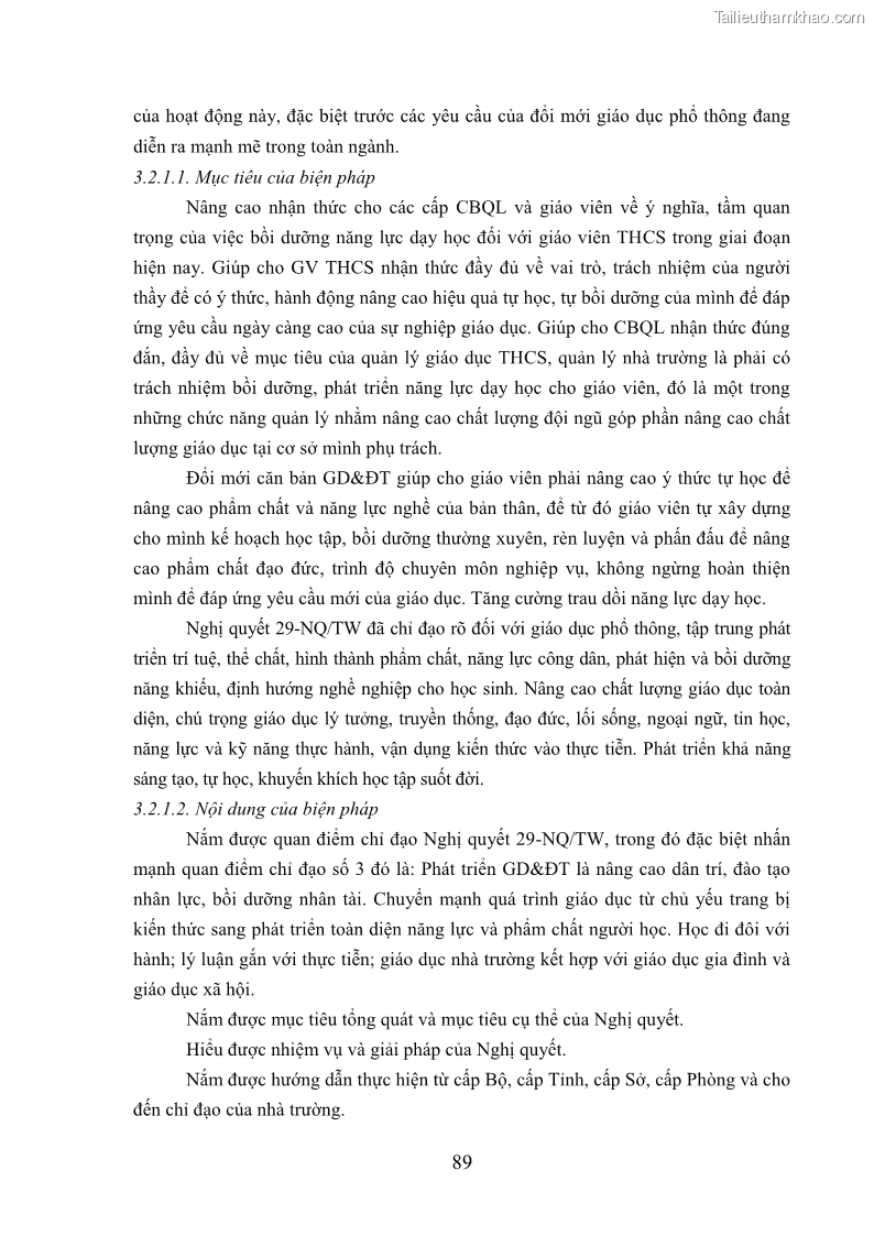 Luận văn thạc sĩ khoa học giáo dục Quản lý bồi dưỡng năng lực dạy học cho giáo viên trung học cơ sở ở huyện Lục Nam, tỉnh Bắc Giang đáp ứng chương trình giáo dục phổ thông mới - 9 Trang 102