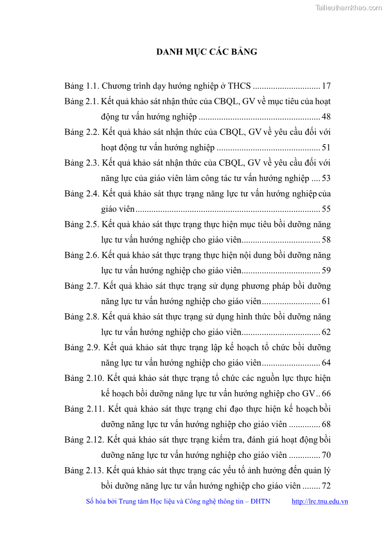 Luận văn thạc sĩ khoa học giáo dục Quản lý bồi dưỡng năng lực tư vấn hướng nghiệp cho giáo viên ở các trường trung học cơ sở huyện Gia Bình, tỉnh Bắc Ninh - 1 Trang 10